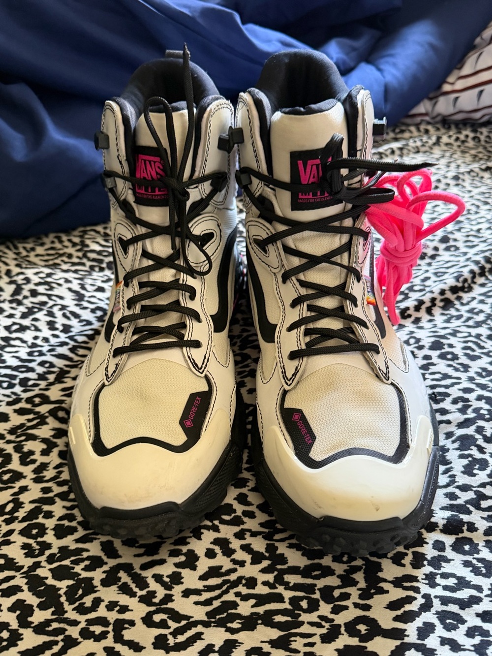 -vans crest line together as our selvesUp High-Top Boots with Pink Accents